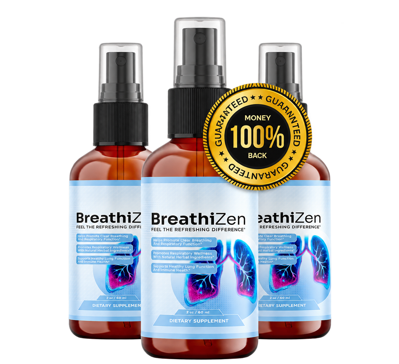 BreathiZen bottles with 60-day money-back guarantee
