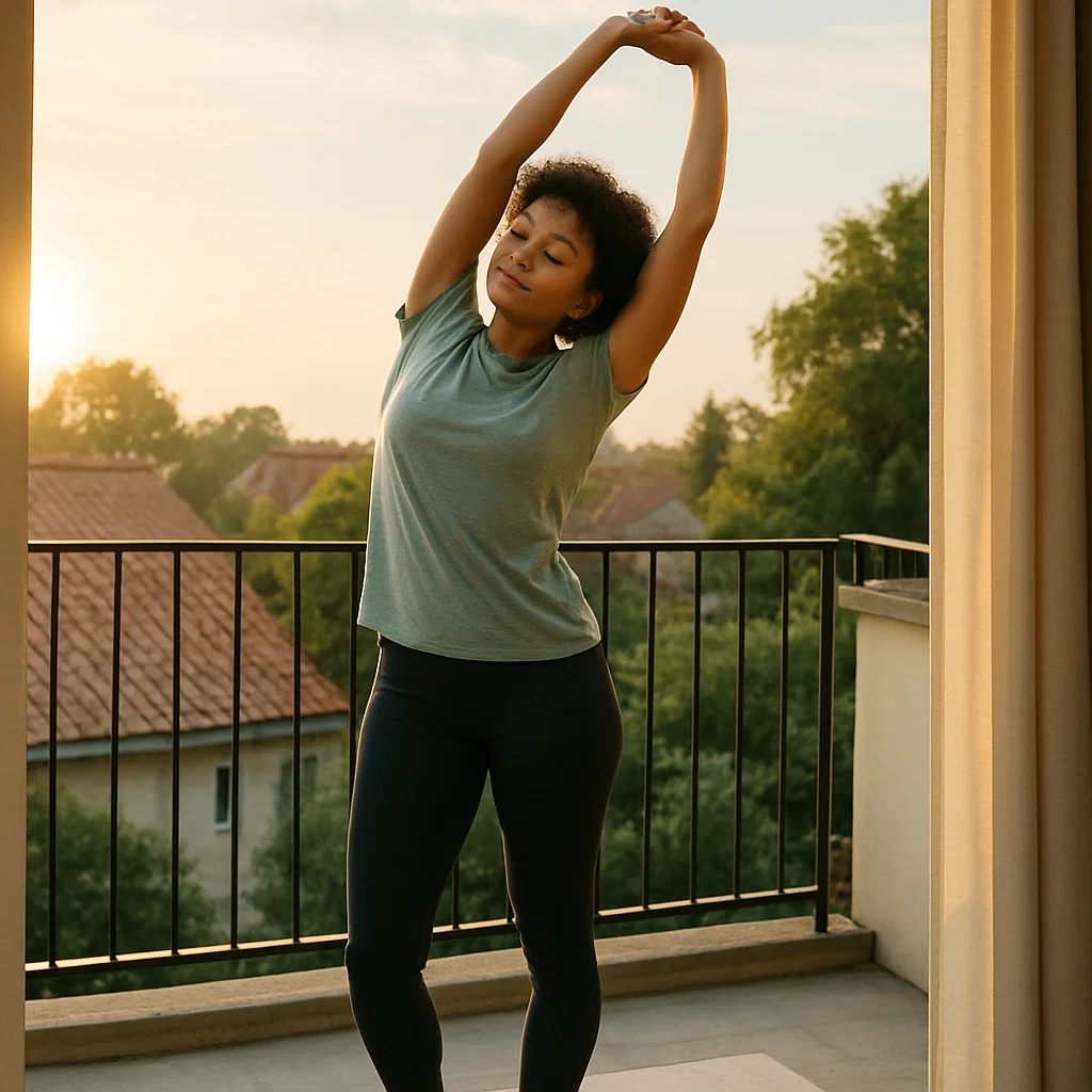 Woman stretching outdoors as part of an active lifestyle